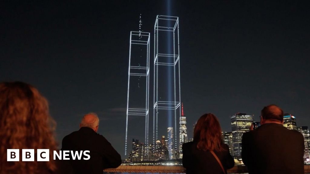 Drone display recreates the Twin Towers over New York CityOrganisers say each of the 2,977 drones in the display represents a victim of the 9/11 attacks.1 hr agoUS & Canada Drone display recreates the Twin Towers over New York CityOrganisers say each of the 2,977 drones in the display represents a victim of the 9/11 attacks.1 hr agoUS & Canada