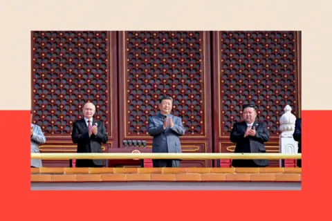 Reuters Kim Jong Un joins Russia's Defence Minister Andrey Belousov as he inaugurates the Memorial Museum