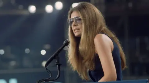 John Olson/Getty Images Feminist Gloria Steinem speaking at Democratic National Convention.