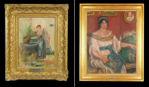 Musée Renoir A composite image of the two paintings which are in gold frames.