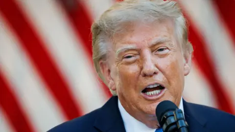 EPA US President Donald Trump speaks during an End of Summer BBQ event with Republican lawmakers in the Rose Garden of the White House in Washington DC. 