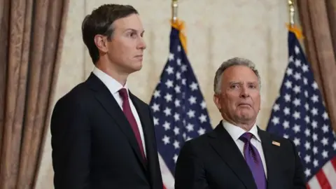 Reuters US negotiators Jared Kushner (left) and Steve Witkoff. Photo: April 2026